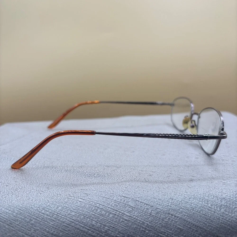 Elle Gunmetal Oval Eyeglasses Frames 53-17-135 Y2K Office Siren Aesthetic
